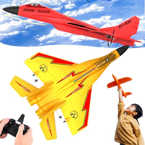 Camic Wonstorex Rc Plane, Wonstorex Remote Control Fighter Jet, Tessieshop 2.4gHZ Rc Remote Control Fighter Model Toy, Gravity Gliders Airplane for Adult Kids (Yellow) von Camic