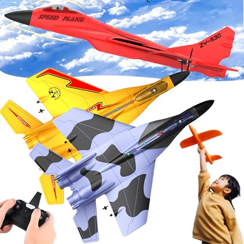 Camic Wonstorex Rc Plane, Wonstorex Remote Control Fighter Jet, Tessieshop 2.4gHZ Rc Remote Control Fighter Model Toy, Gravity Gliders Airplane for Adult Kids (Yellow, Purple) von Camic