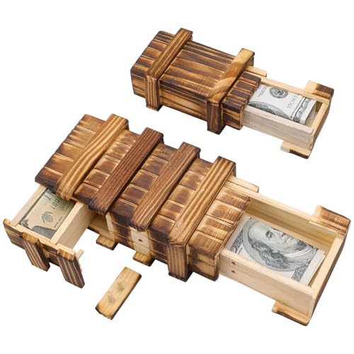 Camptrip 2 Stück Holz Geschenkbox, Magische Rätselbox mit Sicheren Fächern, Geschenkbox Geburtstag Magische Geschenkbox Puzzle Box für Geschenk Schmuck Geld, Hochzeit Geburtstag Geschenk von Camptrip