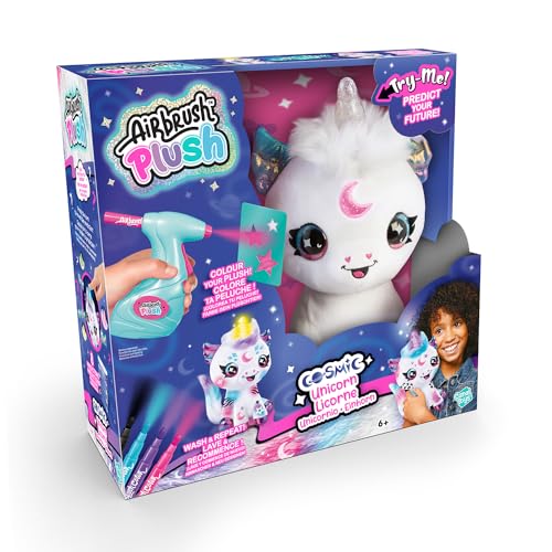 Airbrush Plush Personalisierbarer kosmischer Einhorn-Plüsch - Dekorieren Sie Ihren eigenen Plüsch, waschen & wiederholen, stellen Sie Ihrem Einhorn eine Frage und enthüllen Sie die Antwort mit dem von Canal Toys