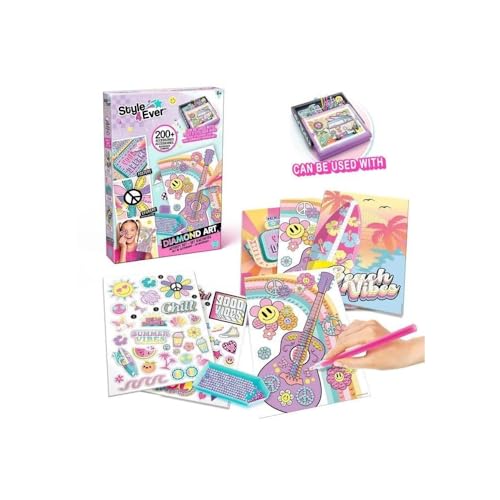 C Toys Diamant'Art Nachfüllset mit 200 + Zubehör und 1000 Strasssteinen – kompatibel mit Diamond Art LED Case – inkl. Bleistift, Schale, Poster und Aufbewahrungsdosen von Canal Toys