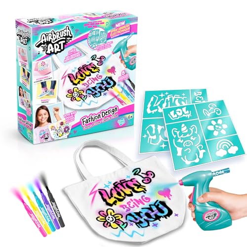 Canal Toys- Airbrush Art AIR 016- Textil-Airbrush-Set, Modedesign-Set mit Farbspritzkasten und Airbrush-Spritzpistole und Markern, 1 Set, mehrfarbig von Canal Toys