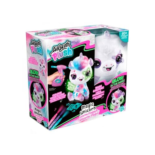 Canal Toys - Plüschtier Airbrush Einhorn leuchtet im Dunkeln zum Personalisieren - Plüsch Spray Art mit Filzstiften und Schablonen - ab 6 Jahren - OFG 274 von Canal Toys