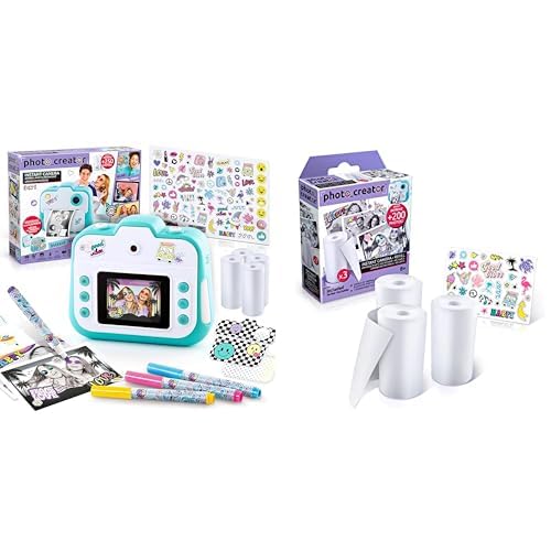 Canal Toys CLK 001 Sofortbildkamera für Kinder-Instant Print Creator mit LCD-Display-Kinderkamera und Fotodrucker, Photo Creator CLK 002- Thermopapier-Nachfüllset, Sticker für Sofortbildkamera von Canal Toys