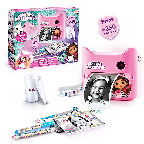 Canal Toys Photo Creator GAB005 - Gabby 12 MP Sofortbildkamera für Kinder - Kinderkamera mit LCD-Display, Kamera und Fotodrucker in einem, Gabbys Dollhouse, BPA-freies Thermopapier, 1 Set, Rosa von Canal Toys