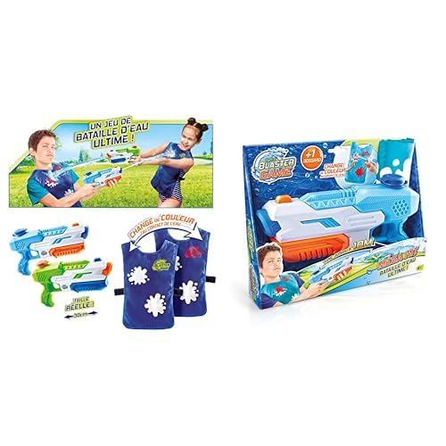 Canal Toys - Hydro Blaster EXT 001- Wasserpistole und wasseraktivierte Weste, Hydro Blaster Set, Wasserpistole & farbwechselnde Zielweste, Spritzpistole mit farbwechselnder Weste für den Sommer, blau von Canal Toys