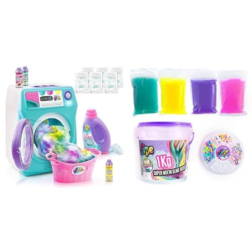 Canal Toys So Slime SSC 134 DIY Tie Dye Slime mit Waschmaschinenmixer und So Slime SSC 148 Ready Slime Bucket, Mix'in & Make Your Own Slime Set mit Charms und Perlen, 1 kg, Multi-Coloured von Canal Toys