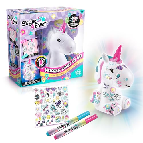 Canal Toys - Style 4 ever OFG 293- DIY Einhorn LED Light Up, Dekorieren Sie Ihre Figur mit Marker und Aufkleber, 1 Stück Einhorn, Weiß von Canal Toys