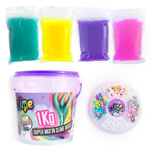 Canal Toys - So Slime SSC 148- Fertiger Schleim-Eimer, Mix'in & Selber Machen Schleim Set mit Charms & Perlen, 1kg, Mehrfarbig von Canal Toys