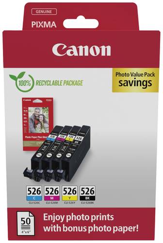 Canon Druckerpatrone CLI-526 BK/C/M/Y Photo Value Pack Original Kombi-Pack Schwarz, Cyan, Magenta, G von Canon