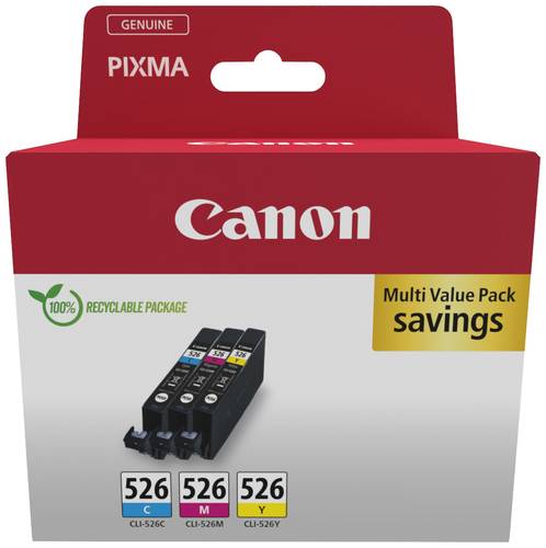 Canon Druckerpatrone CLI-526 C/M/Y Multipack Original Kombi-Pack Cyan, Magenta, Gelb 4541B018 von Canon