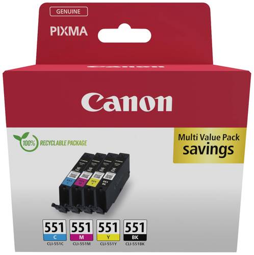 Canon Druckerpatrone CLI-551 C/M/Y/BK Multipack Original Kombi-Pack Schwarz, Cyan, Magenta, Gelb 650 von Canon