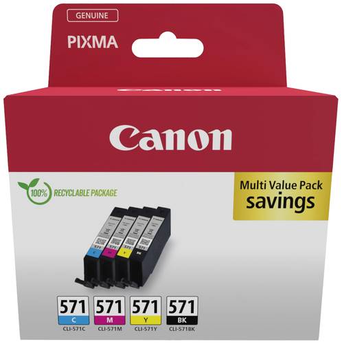 Canon Druckerpatrone CLI-571 C/M/Y/BK Multipack Original Kombi-Pack Schwarz, Cyan, Magenta, Gelb 038 von Canon