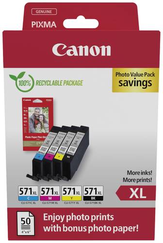 Canon Druckerpatrone CLI-571XL BK/C/M/Y Photo Value Pack Original Kombi-Pack Schwarz, Cyan, Magenta, von Canon