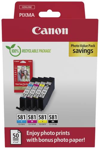 Canon Druckerpatrone CLI-581 BK/C/M/Y Photo Value Pack Original Kombi-Pack Schwarz, Cyan, Magenta, G von Canon