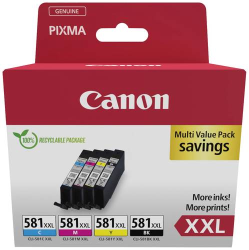 Canon Druckerpatrone CLI-581XXL BK/C/M/Y Multipack Original Kombi-Pack Schwarz, Cyan, Magenta, Gelb von Canon