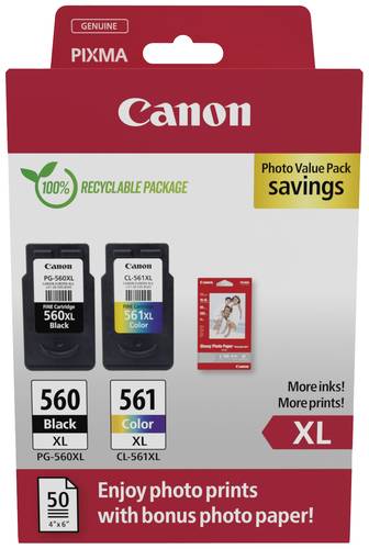 Canon Druckerpatrone CRG PG-560XL/CL-561XL Photo Value Pack Original 2er-Pack Schwarz, Cyan, Magenta von Canon