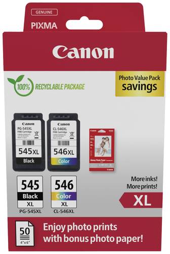 Canon Druckerpatrone PG-545XL/CL-546XL Photo Value Pack Original 2er-Pack Schwarz, Cyan, Magenta, Ge von Canon