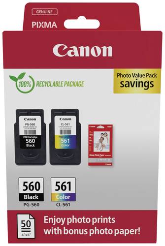 Canon Druckerpatrone PG-560/CL-561 Photo Value Pack (PVP) Original 2er-Pack Schwarz, Cyan, Magenta, von Canon