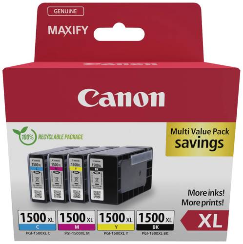 Canon Druckerpatrone PGI-1500XL BK/C/M/Y Multipack Original Kombi-Pack Schwarz, Cyan, Magenta, Gelb von Canon