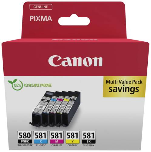 Canon Druckerpatrone PGI-580/CLI-581 PGBK/C/M/Y/BK Multipack Original Kombi-Pack Schwarz, Cyan, Mage von Canon