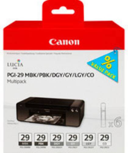 Canon Druckerpatrone PGI-29 Original Kombi-Pack Grau, Hell Grau, Schwarz, Matt Schwarz, Foto Schwarz von Canon