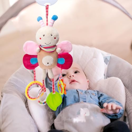 Canzoon Bienen Baby Spielzeug für Kinderwagen Kinderwagenkette mit Glocke Clip Baby Spielzeug ab 3 Monate Plüsch Tier Activity Geschenk für Neugeborene Mädchen und Jungen Funsland Baby Spielzeug von Canzoon