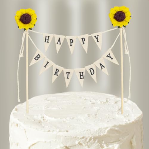 Happy Birthday Tortendeko, Vintage Wimpelkette Cake Topper Geburtstag, Happy Birthday Kuchen Deko, Torten Topper Girlande für Geburtstag Dekoration von Capaneus