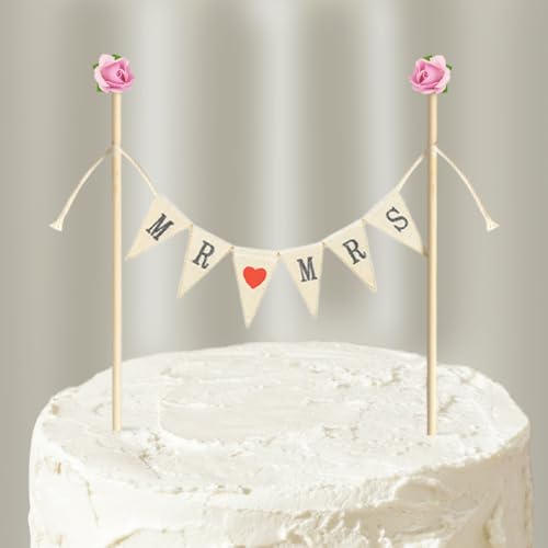 Tortendeko Hochzeit Mr Mrs, Cake Topper Mr Mrs, Hochzeitstorte Deko Vintage, Mr Mrs Girlande Torten Topper, Mr und Mrs Tortenstecker, Hochzeitstorte Topper für Mr & Mrs Deko Hochzeit von Capaneus