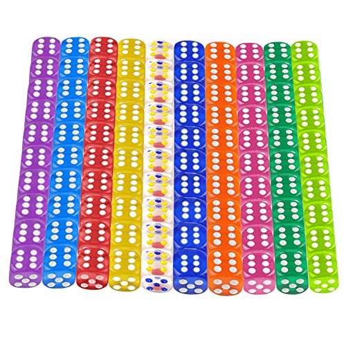 100 Stück Würfel Set, Sechsseitiger Würfel, 12mm Würfel Bunt, Spielwürfel für Tischkartenspiele, Mehrfarben Sechsseitiger Würfel Set, 10 Farben Würfel für Würfelspiele Tischspiele Party Spiel von Capgoost