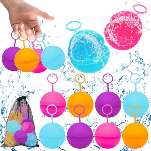 8 Stück Wasserbomben Wiederverwendbar, Wasserbomben Selbstschließend, Schnell Befüllbare Wasserbomben, Silikon Wasserballon, Magnetische Spritzbälle, Sommer Pool Spielzeug Wasserspielzeug für Kinder von Capgoost