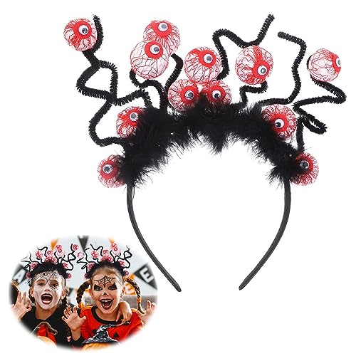 Capgoost Halloween Haarreif, Halloween Augäpfel Haarreif, Terror Haarband, Halloween Stirnbänder Mit Falsche Körperteile, Rotes Augapfel Haarreifen Cosplay Zubehör Halloween Party Accessoire von Capgoost