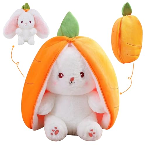 Capgoost Hase Verstecken, 20CM Osterhase Plüschtier, Plush Hasen Karotten, Hase Kuscheltier, Flip Plüsch Spielzeug, Hase Stofftier Plüsch mit Reißverschluss, Osterhase Puppen Ostergeschenke für Kinder von Capgoost