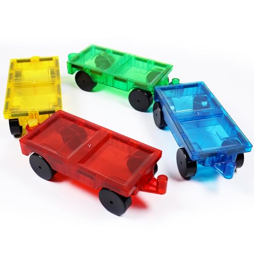 Magnetische Bausteine, 4 Stück Magnetische Bausteine Auto, Magnetbausteine Auto, Magnetbausteine Auto, Magnet Bricks Truck Sensory Toys, Magnetisches Auto, Magnet Spielzeug für Jungen und Mädchen von Capgoost