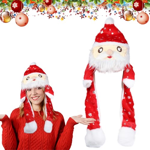 Weihnachtsmütze Plüsch, Lustige Nikolausmütze, Weihnachtsmütze Beweglicher Ohren, Weihnachts Mütze Plüsch, Weihnachtsmann Mütze mit Beweglichen Ohren, Christmas Hat, Santa Hat für Erwachsene Kinder(B) von Capgoost