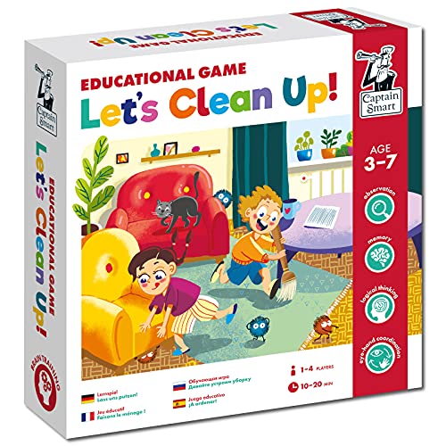 Captain Smart Lernspiel für Kinder, Lass Uns putzen! | Reflexe, Brettspiel für 3 Jahre Jungen und Mädchen | 1-4 Spieler | Puzzle, Lernspielzeug, Geschenk für Kinder 3-7 Jahre von Captain Smart