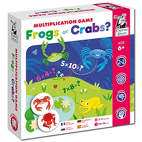 Captain Smart Lernspiel für Kinder, Frösche oder Krabben Mathe, Zahlen, Addieren & Subtrahieren Brettspiel für 6 Jahre alte Jungen & Mädchen 2x2 Spieler Geschenk für Kinder ab 6 Jahren von Captain Smart