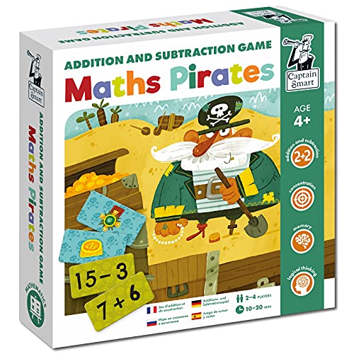 Captain Smart Lernspiel für Kinder, Mathe-Piraten Mathe, Zahlen, Addieren & Subtrahieren Brettspiel für 4 Jahre alte Jungen & Mädchen 2x2 Spieler Lernspielzeug, Geschenk für Kinder 4 Jahre von Captain Smart