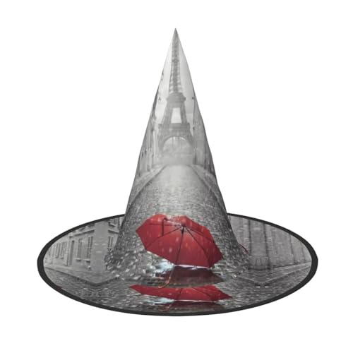 Eiffelturm Paris Straße Roter Regenschirm Einzigartiger Halloween Hut - Oxford Tuch Material, Perfekt für Partys und Kostümveranstaltungen von CarXs