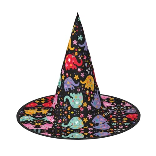 Einzigartiger Halloween-Hut mit buntem Elefant, Oxford-Stoff, perfekt für Partys und Kostümveranstaltungen von CarXs