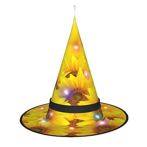 Gelber Sonnenblumen-Hexenhut, tragbar und leicht, festliche Atmosphäre, perfekt für Partys, Halloween von CarXs