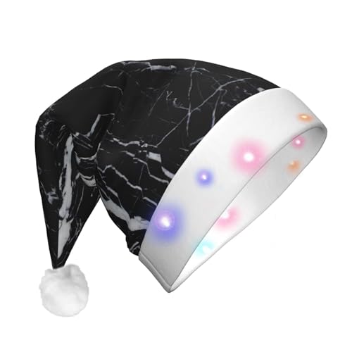 Weihnachtsmütze aus schwarzem und weißem Marmor für Erwachsene – lebendige Farben und langlebige LED-Lichter für Weihnachtsmütze von CarXs