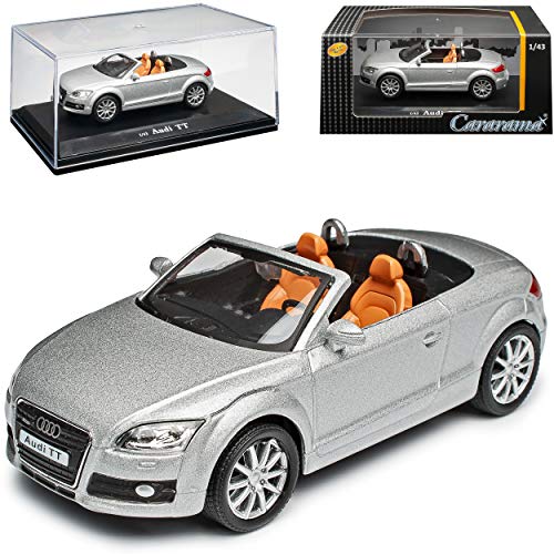 Cararama A*U*D*I TT 8J Cabrio Silber Metallic 2. Generation 2006-2014 mit Sockel und Vitrine 1/43 Modell Auto mit individiuellem Wunschkennzeichen von Cararama