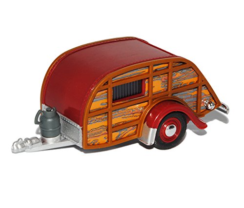 Cararama Anhänger Wohnwagen mit öffnender Klappe Dunkel Rot Holzdesign 1/43 Modell Auto von binoa