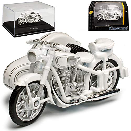 Cararama B*M*W R25 R25/3 mit Seitenwagen Weiss 1949-1956 mit Sockel und Vitrine 1/43 Modell Motorrad von Cararama