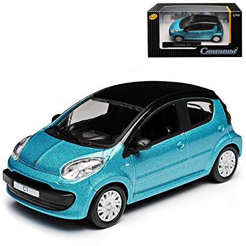 Cararama Citroen C1 5 Türer Hell Blau Metallic mit Schwarzem Dach 1. Generation 2005-2013 1/43 Modell Auto von Cararama