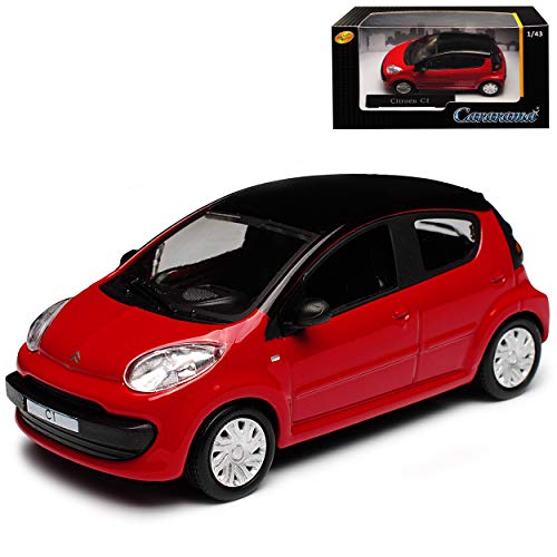 Cararama Citroen C1 5 Türer Rot mit Schwarzem Dach 1. Generation 2005-2013 1/43 Modell Auto von Cararama