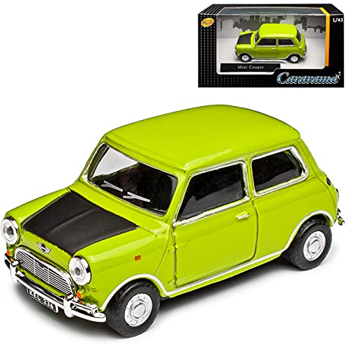 Cararama Mini Coper Mr Bean TV Serie Grün Urmini 1/43 Modell Auto mit individiuellem Wunschkennzeichen von Cararama