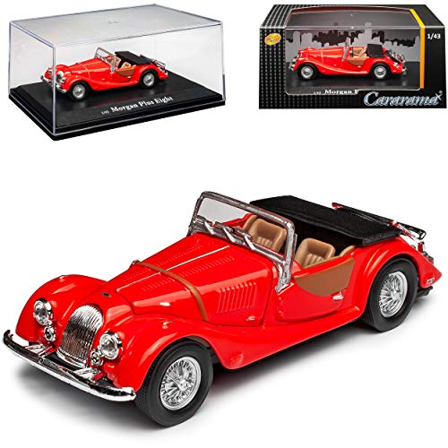 Cararama Morgan Plus Eight 8 Cabrio Rot mit Sockel und Vitrine 1/43 Modell Auto mit individiuellem Wunschkennzeichen von Cararama