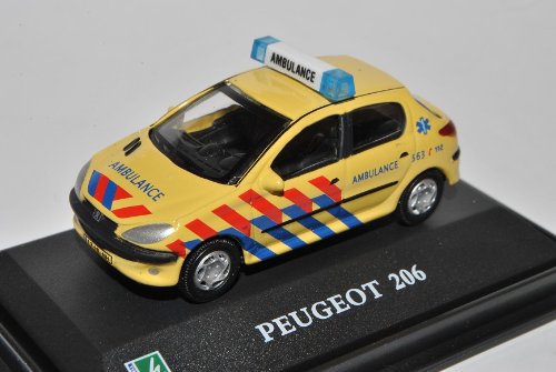 Cararama Peugeot 206 Ambulance AMBU Gelb 1/72 Modell Auto von Cararama